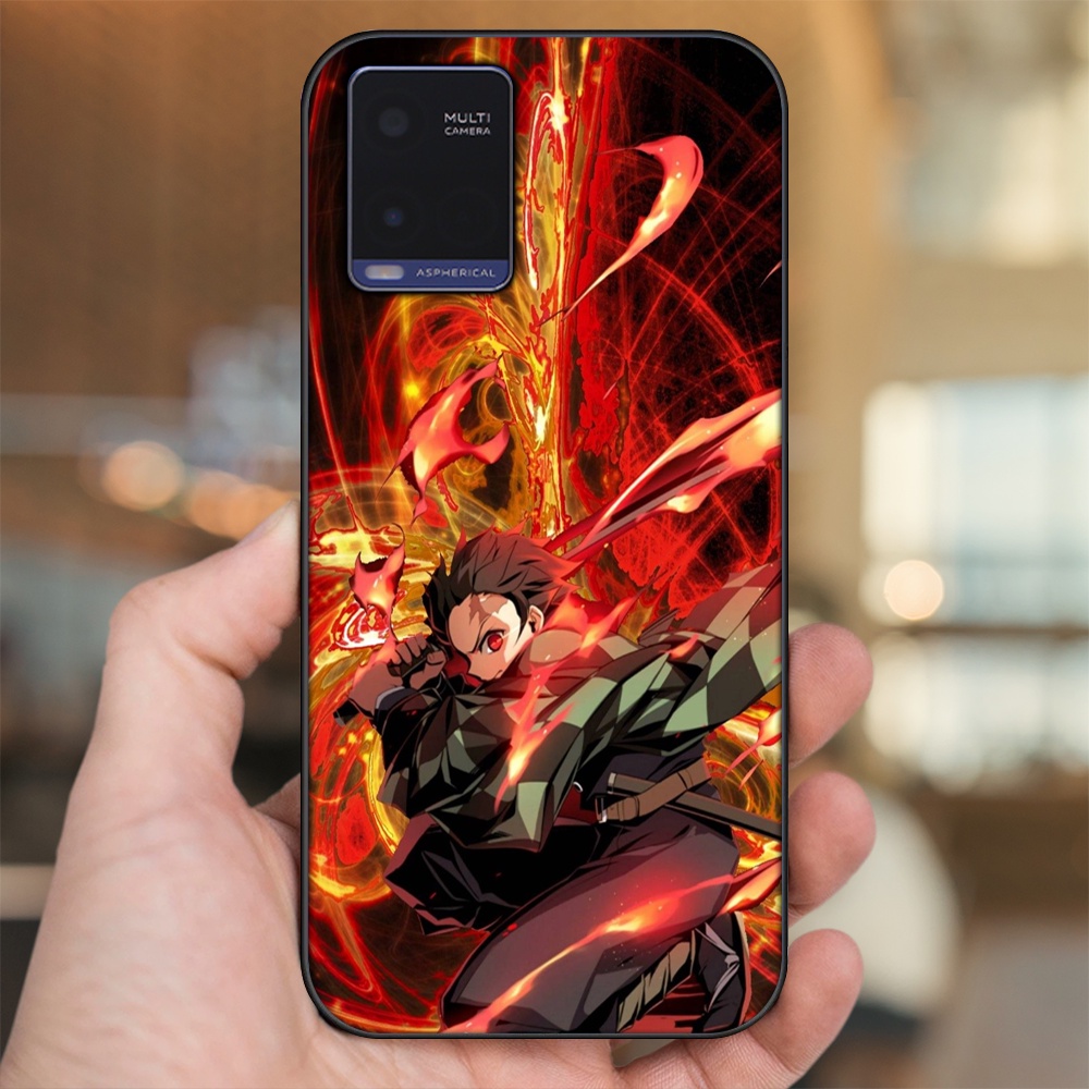 Ốp lưng Vivo Y21 viền đen in hình Tanjiro Kimetsu No Yaiba