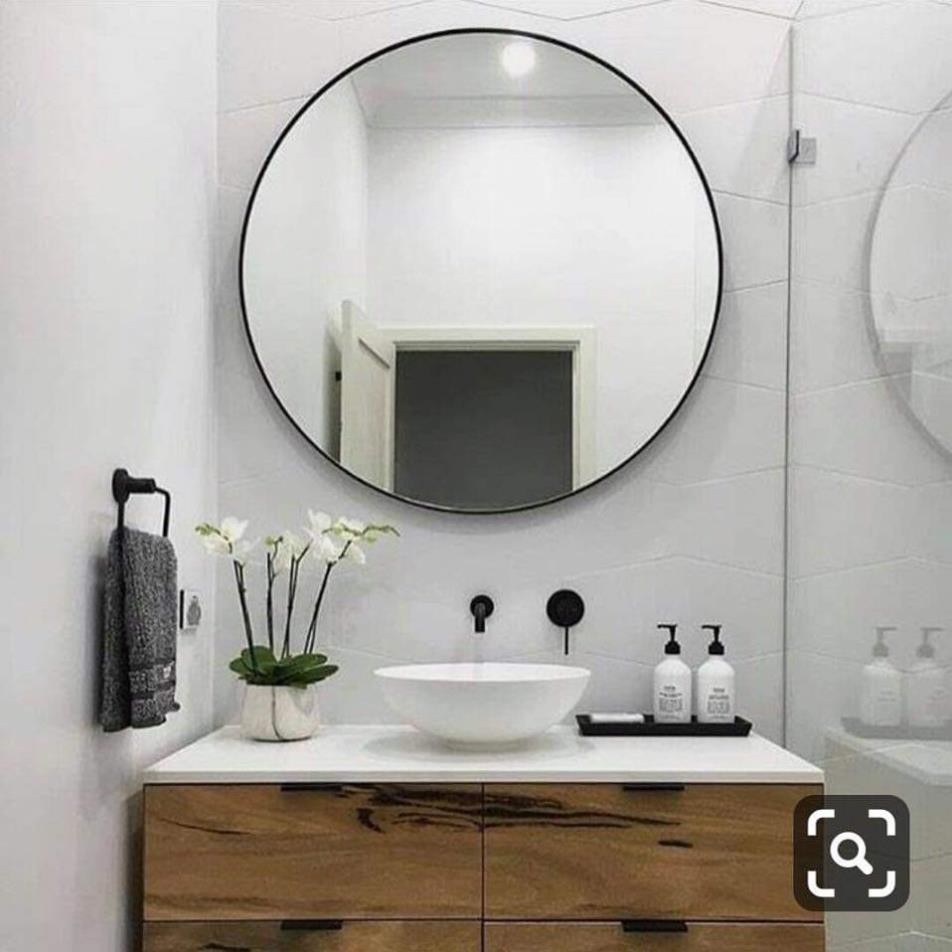 Gương treo tường tròn đèn led phòng ngủ, nhà tắm, nhà khách - Liki Decor D40 D50 D60 LK05