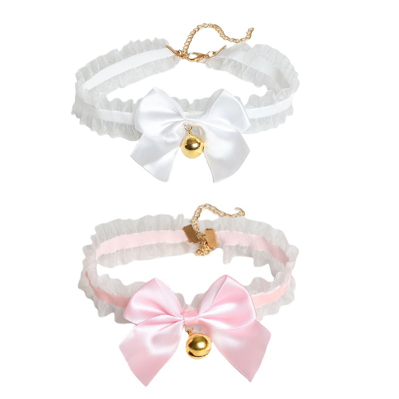 Vòng cổ choker vải ren 10MK đính chuông dễ thương cho nữ