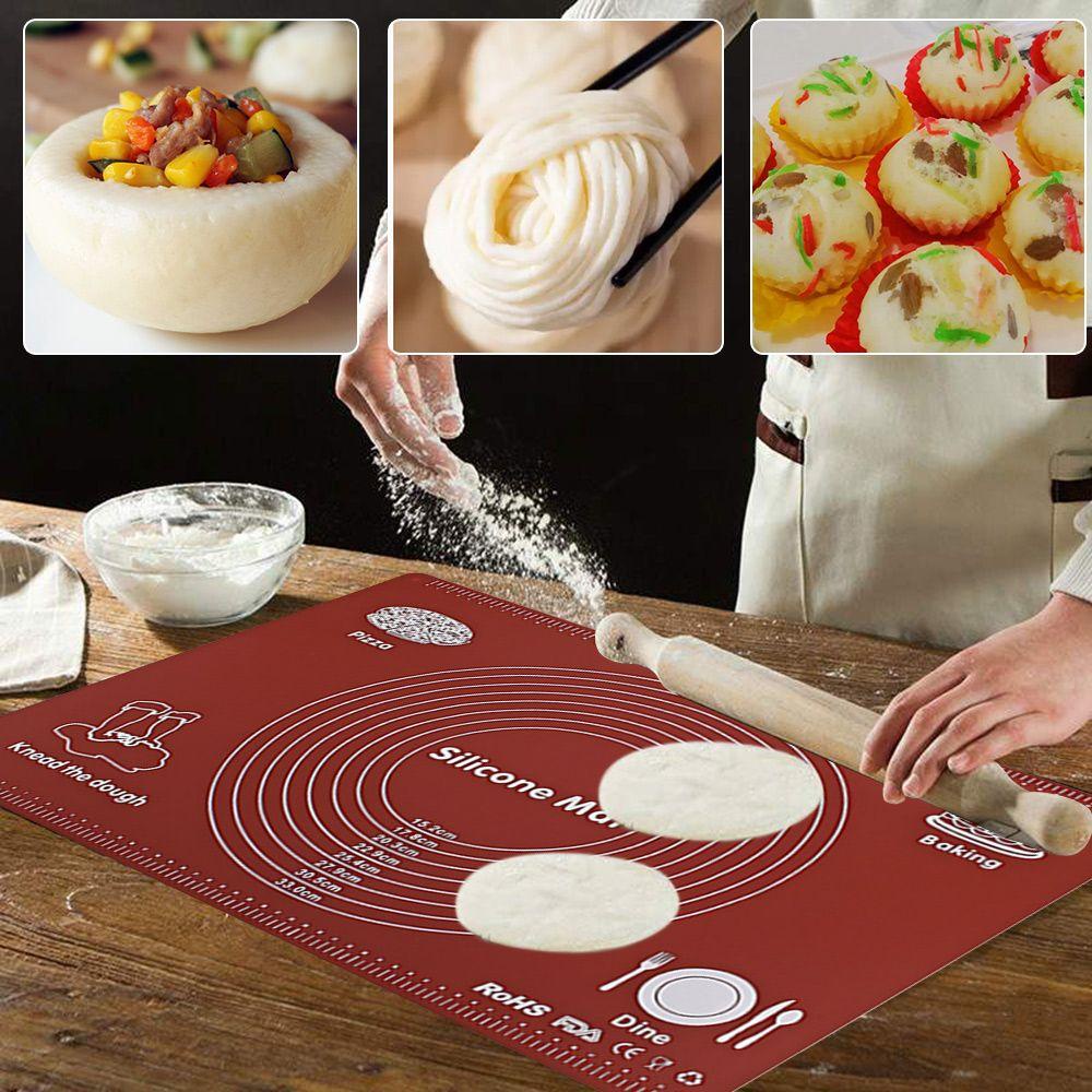 KUNHEV Thảm Lăn Bột Làm Bánh Bằng Silicone Dày Dặn Chống Dính