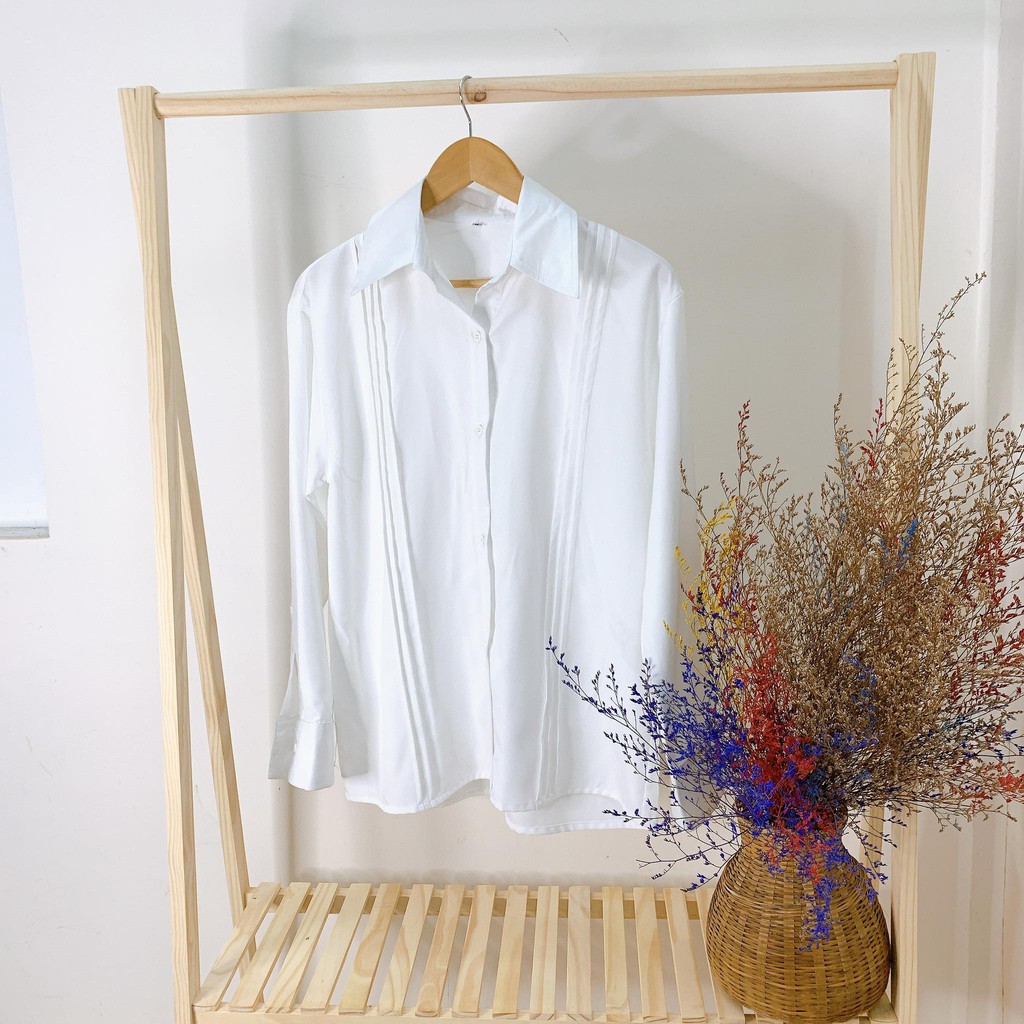 SƠ MI BASIC TRẮNG ĐEN TAY DÀI PHỐI LAI DẬP THỜI TRANG MR SMILE 99 SHOP | BigBuy360 - bigbuy360.vn