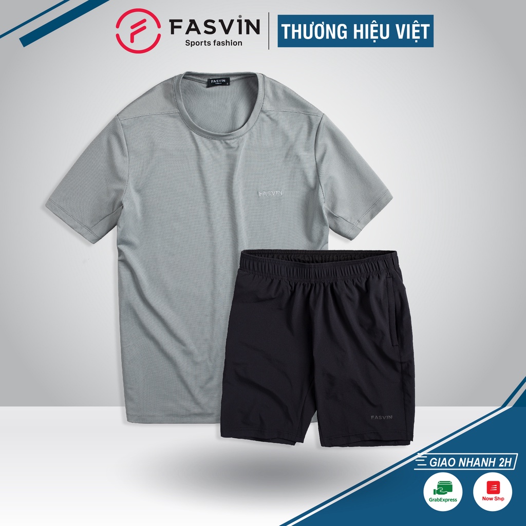 [Mã FAHOLIDAY giảm đến 50k đơn từ 99k] Bộ quần áo thể thao nam FASVIN AT22511.HN chất vải mềm nhẹ co giãn thoải mái