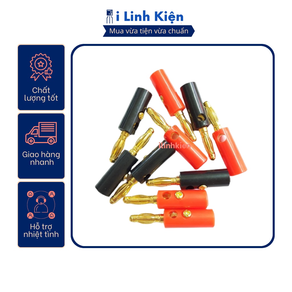 Đôi jack bắp chuối đực 4mm mạ vàng chất lượng cao