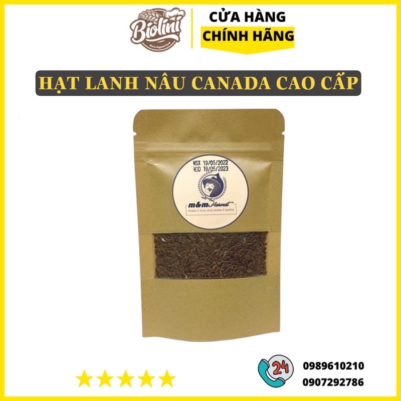 Hạt lanh nâu Canada hữu cơ cao cấp, ăn kiêng, eatclean, giảm cân 250g,500g