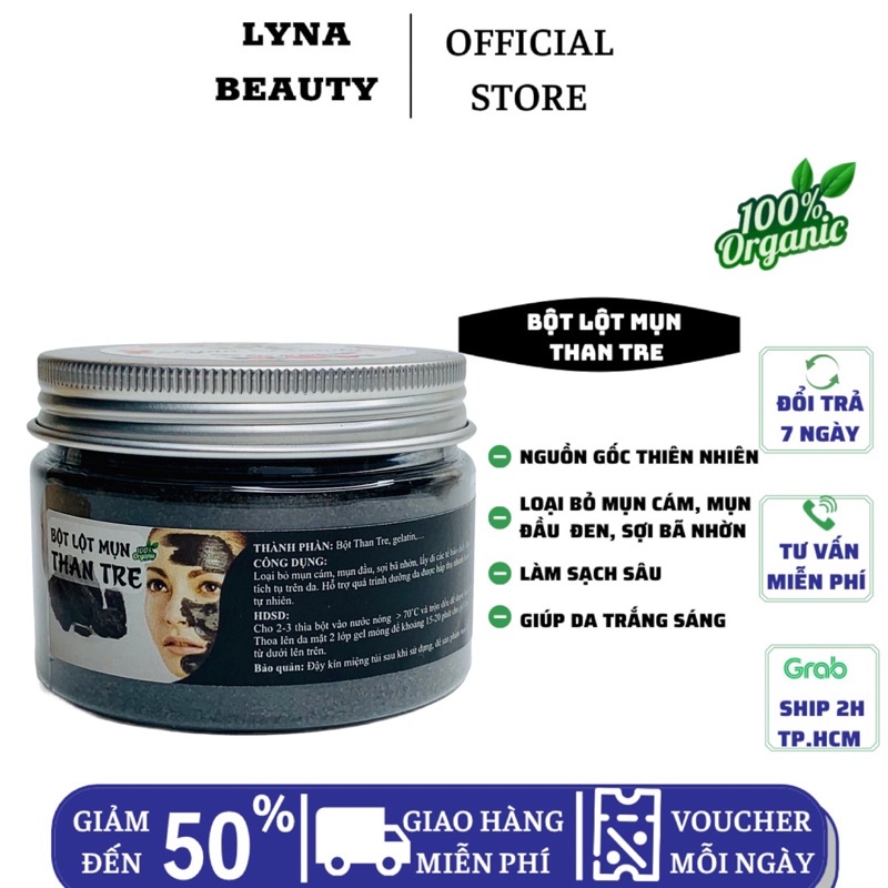 BỘT LỘT MỤN THAN TRE - LỘT MỤN ĐẦU ĐEN, MỤN CÁM, SẠCH BÃ NHỜN-BỤI BẨN -AN TOÀN CHO DA)