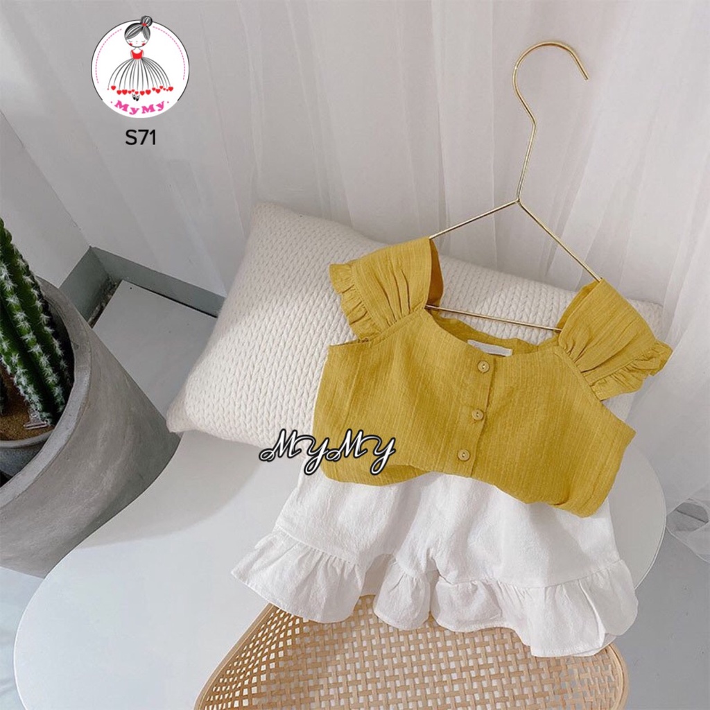 Set áo vàng quần trắng