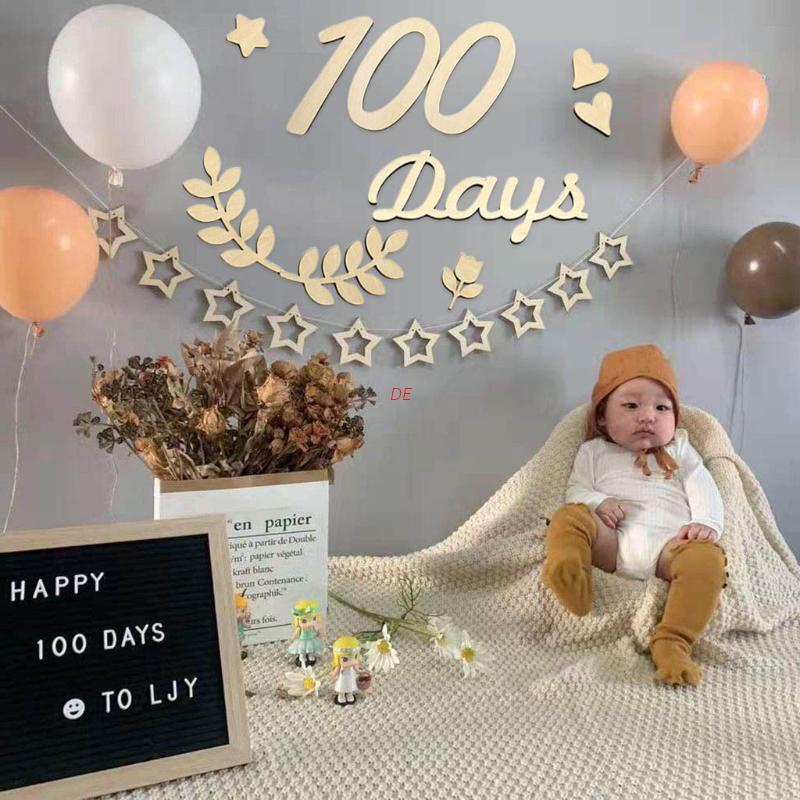 Bộ 18 thẻ gỗ đánh dấu số tháng dùng làm phụ kiện chụp ảnh cho bé sơ sinh