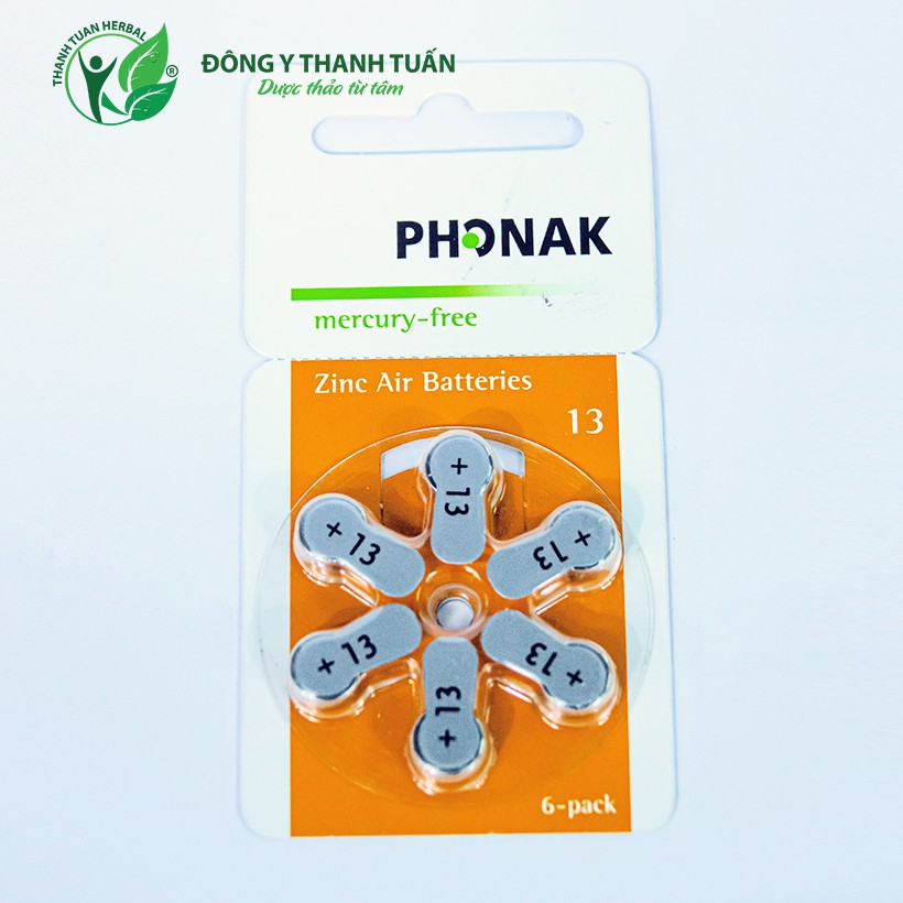 [Phụ Kiện] Pin Máy Trợ Thính Phonak 13 Chính Hãng Đức – Vỉ 6 Viên