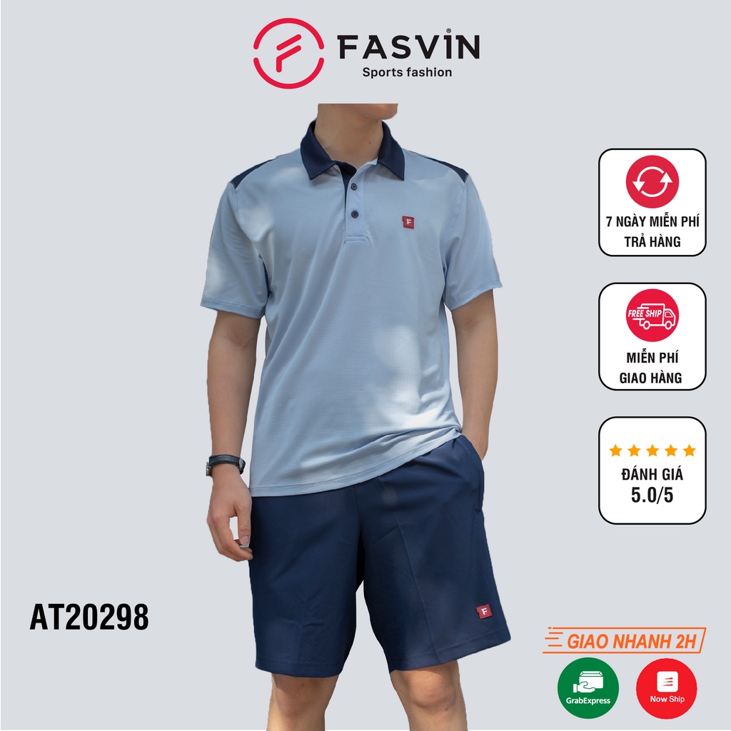 Bộ quần áo thể thao nam Fasvin AB20298.HN cộc tay cổ bẻ vải mềm nhẹ co giãn tốt