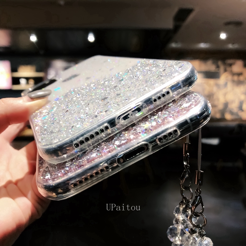 Casing iPhone 12 Mini 11 Pro Xs Max XR X 6 6S 7 8 Plus Ốp điện thoại mềm lấp lánh