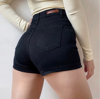 Quần Short Jean Nữ Bigsize Đen Tuyền Lưng Cao Co Dãn Mạnh
