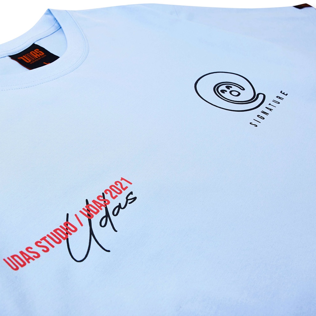 Áo thun tay lỡ UDAS phông Unisex nam nữ Cotton oversize form rộng SIGNATURE - Blue Sky | BigBuy360 - bigbuy360.vn