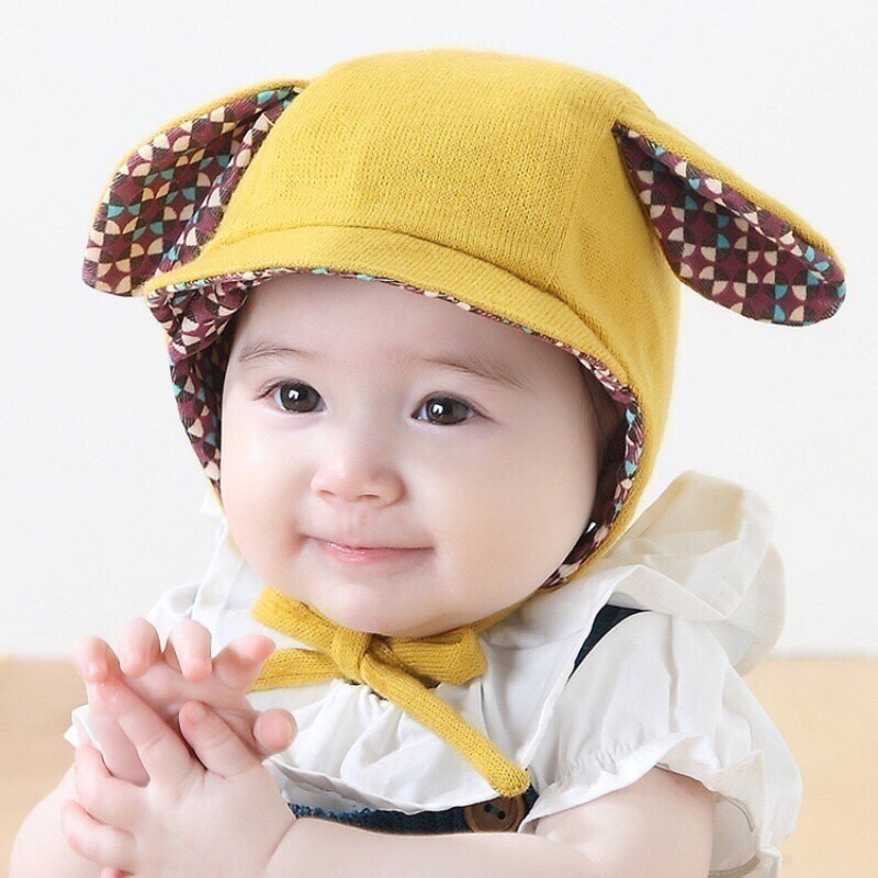 Mũ Nón Cột Dây Tai Thỏ Siêu Dễ Thương cho Bé