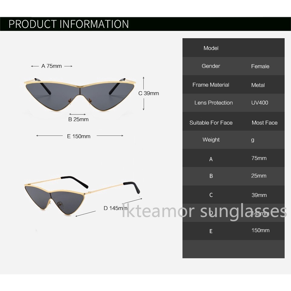Kính mát khung mắt mèo kiểu cổ điển bằng hợp kim cho nữ