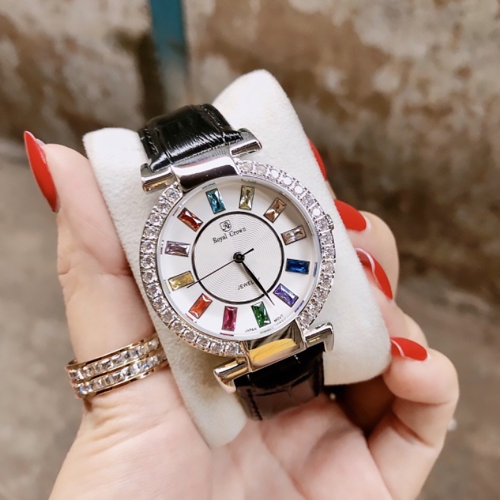 Đồng hồ nữ Royal Crown 7 mầu dây da sang trọng