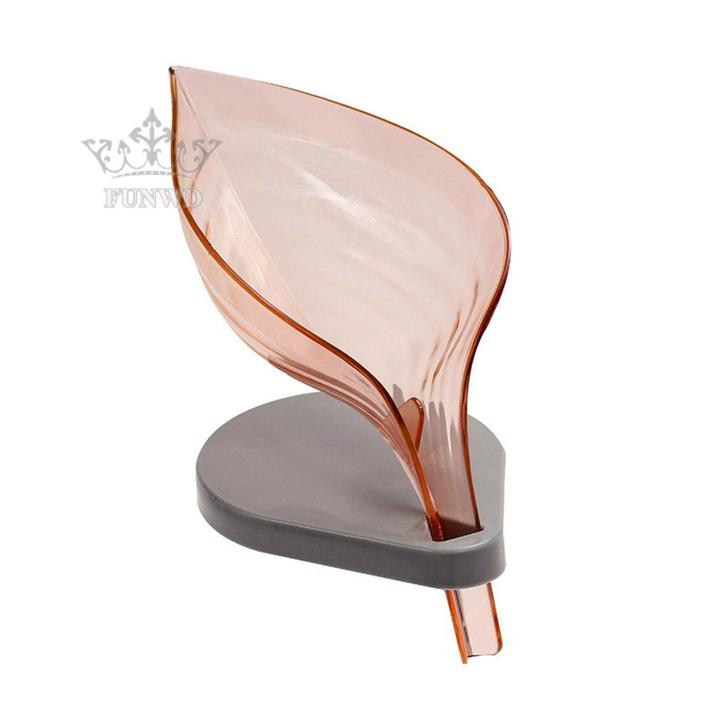 【FUNWD】Self-Draining Leaf Soap Bathroom Soap Dish Sponge Case Holder Box Plastic Soap Dish New
