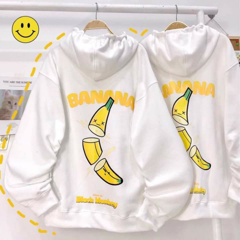 [Free Ship] Áo khoác nỉ dây kéo form rộng  BANANA ulzzang (ẢNH THẬT)