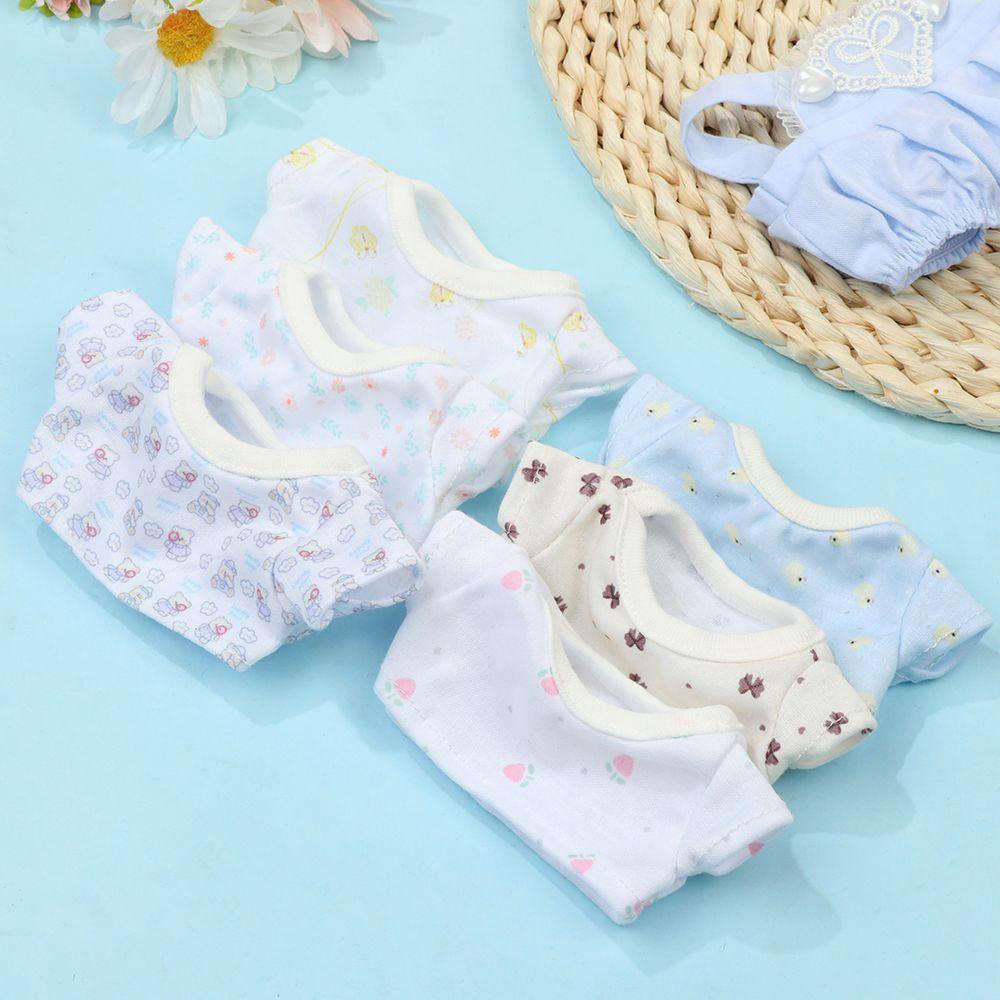 Bộ Áo Thun Cotton + Quần Yếm Mini 20cm Phối Ren Họa Tiết Thỏ Hoạt Hình Dễ Thương Cho Búp Bê