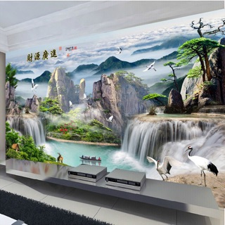 Tranh thêu phong cảnh lưu thuỷ sinh tài khổ lớn 244x149cm