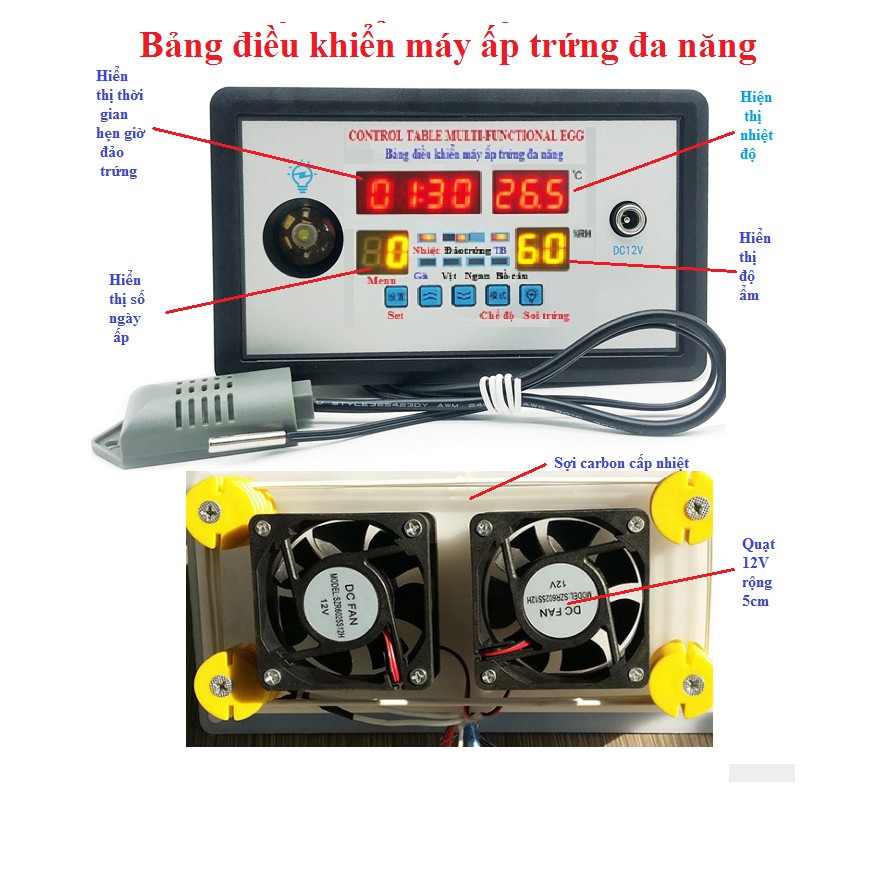 Máy ấp trứng mini, Bộ điều khiển đa chức năng( hàng nhập tháng 12/2020)