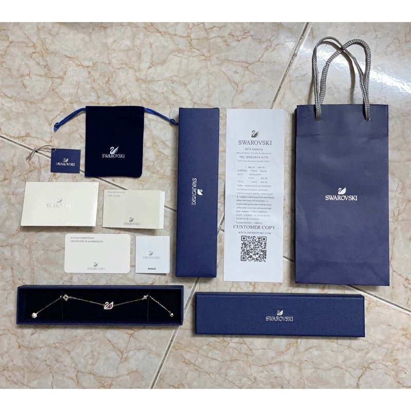 Lắc Tay SWAROVSKI Xuất Xịn Thiên Nga Màu Rose Size Tay Lớn ( Có Sẵn )