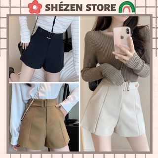 Quần đùi nữ cạp cao, quần short có điểm nhấn đai ngay eo Shezen