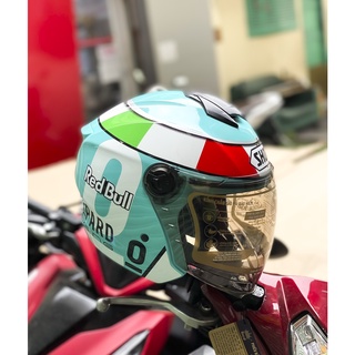NÓN BẢO HIỂM 3/4 ROYAL XH01 TEM LEOPARD DÁN LOGO REDBULL SHOEI