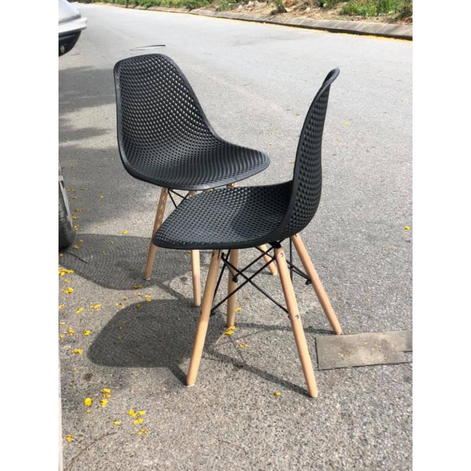 Ghế Eames  ☀️FREESHIP ☀️ Chân Gỗ, Lưng Ghế Dạng Lưới, Ghế Uống Trà...Chất Liệu ABS Cao Cấp