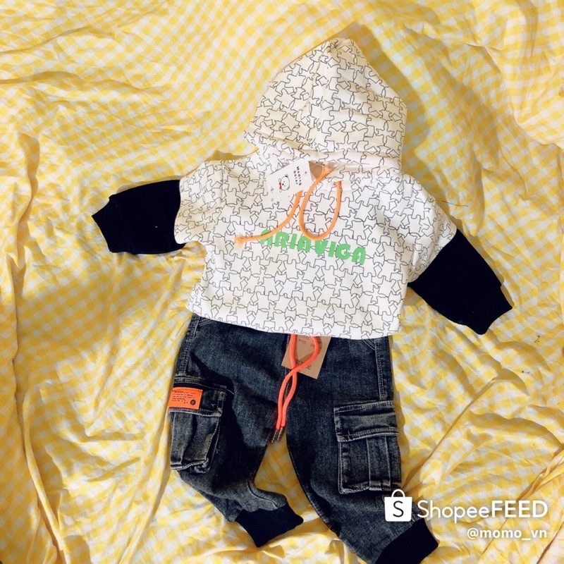 ÁO HOODIE NỈ LÓT NHUNG CHO BÉ TRAI SIZE NHÍ