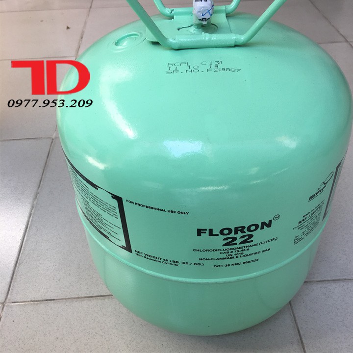 Môi chất lạnh điều hòa R22 FLORON Ấn Độ 22.7KG, ga lạnh R22