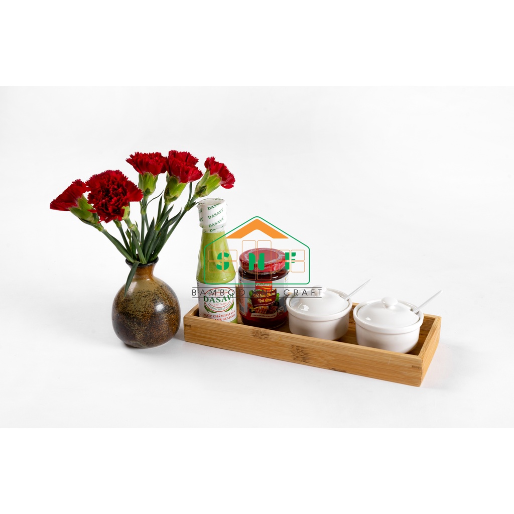 Khay Đựng Gia Vị Bằng Gỗ Tre Hình Chữ Nhật Cao Cấp, Sang Trọng- SNF Bamboo and Craft