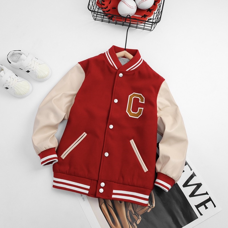 Bomber bé trai Cuppy Cake dạ phối tay da size từ 14-30kg siêu cool ngầu