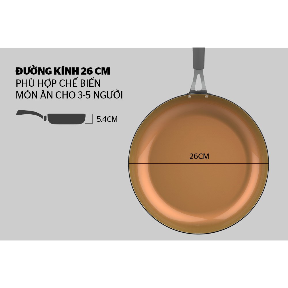 [Mã LIFESH4 giảm 10% đơn199K] Chảo chống dính SUNHOUSE Ceramic đáy từ SHG1126MCA