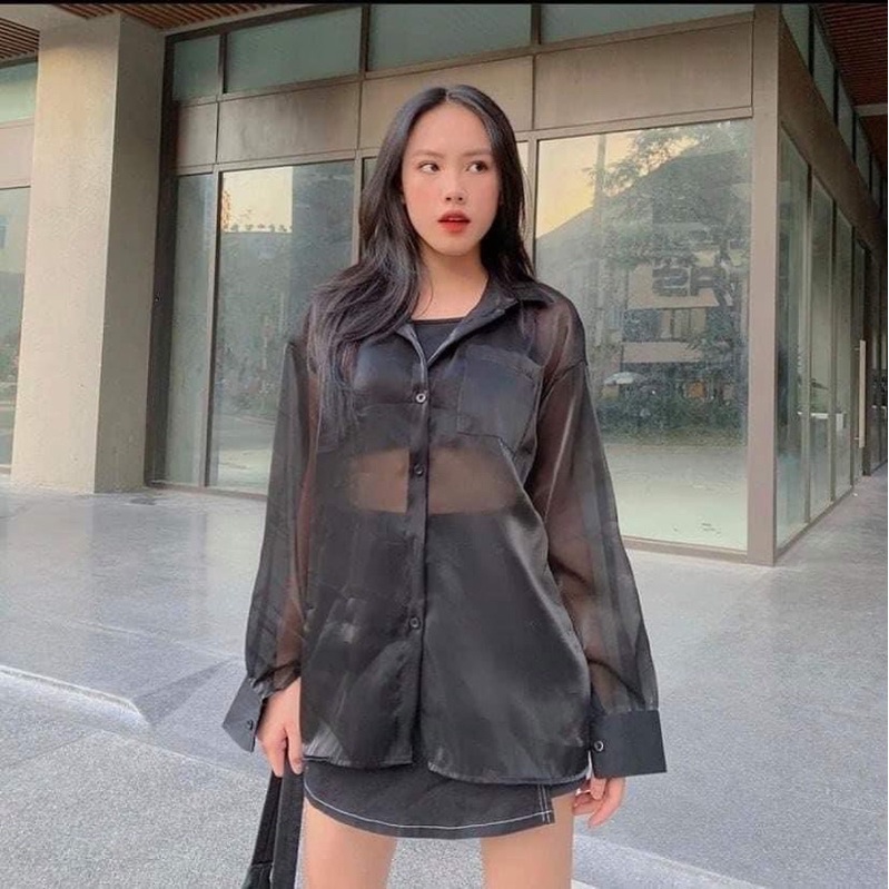 Set Áo Sơ Mi Kèm Áo Dây From Rộng