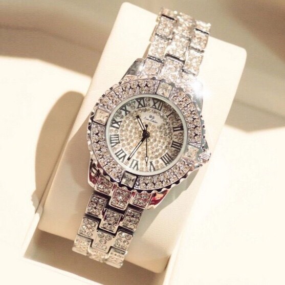 Đồng hồ nữ BEE SISTER BSIX dây hợp kim mặt đính full đá style Hàn Quốc