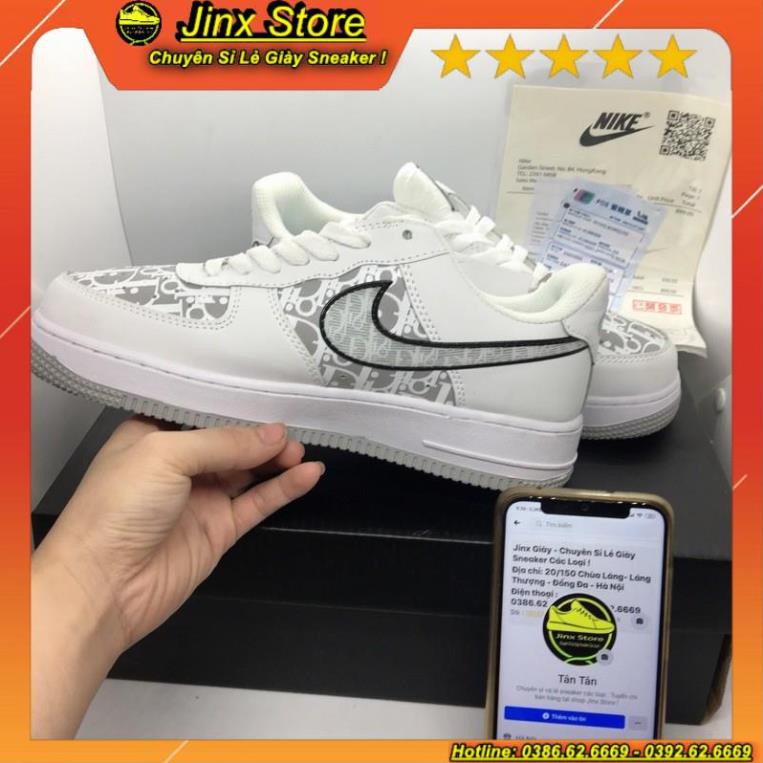 Giày thể thao sneaker AF1 trắng kết hop dior đế xám hàng 1:1 full size da bò đôt không cháy | BigBuy360 - bigbuy360.vn