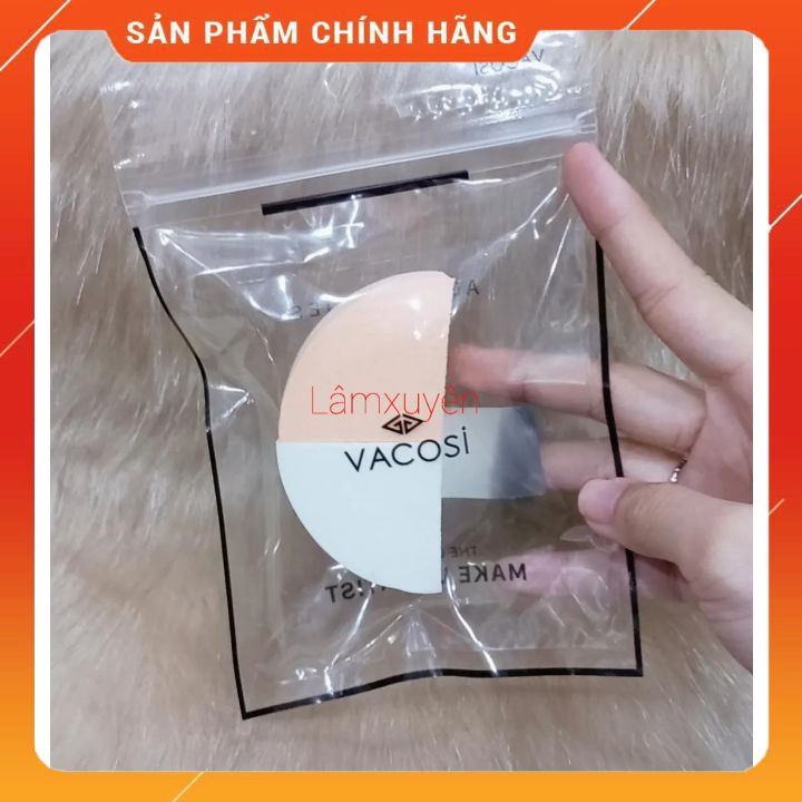 VACOSI QUARTER SPONGE 2PCS BP11_ Bông phấn tam giác vuông ( bịch 2 cái)  bông phấn mềm mịn, dễ tán, tiện lợi