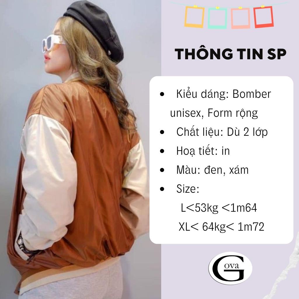 Áo khoác dù Bomber WASNOTP form rộng dù 2 lớp GAKD9 Áo khoác nam nữ phong cách Hàn Quốc GOVA