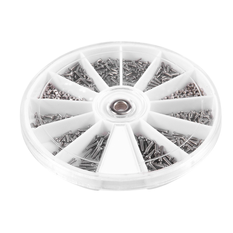 Set 600 ốc vít 12 loại bằng thép không gỉ + 1 tua vít dùng để sửa chữa kính mắt