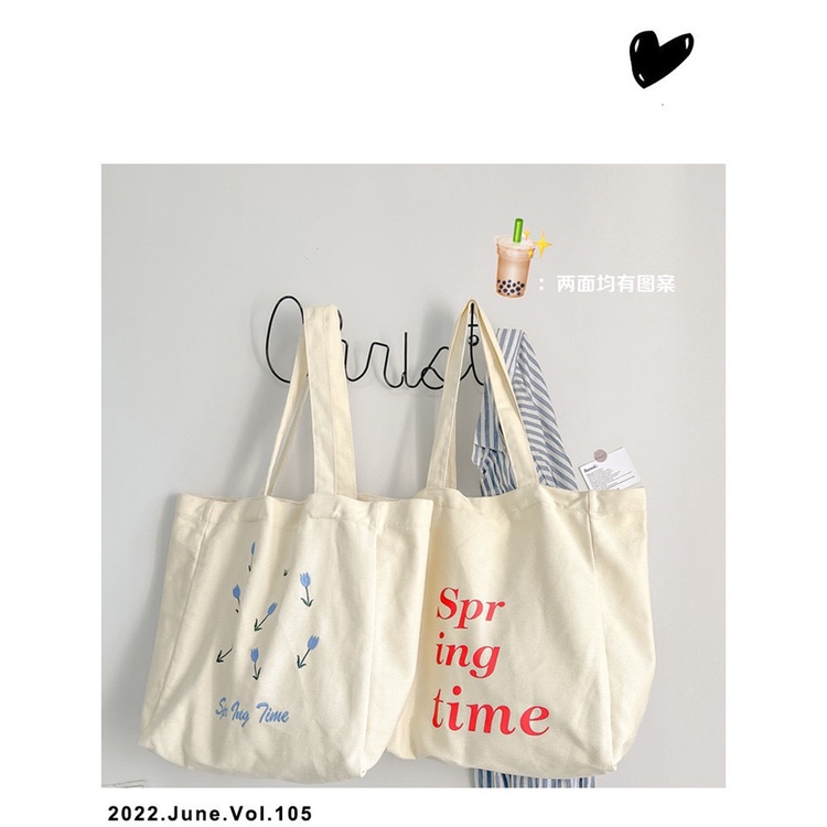 Túi tote vải canvas thêu hoa xanh dễ thương cao cấp phong cách hàn quốc MISATO TO1