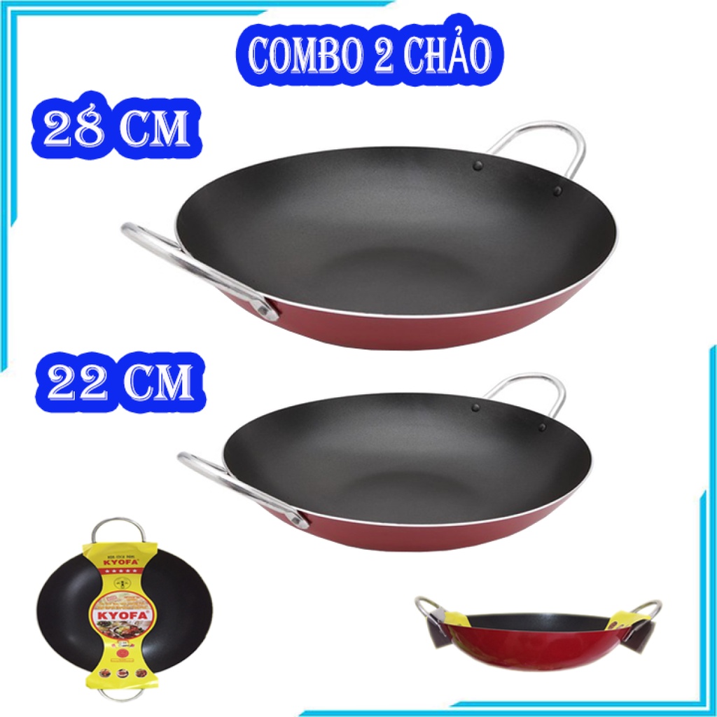 Chảo 2 quai 22cm và chảo 28cm chống dính cao cấp siêu Đẹp