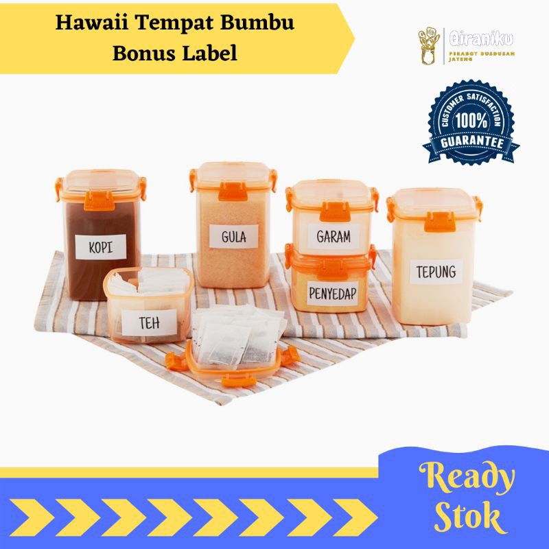 Set 6 Hộp Đựng Trà / Cà Phê / Đường / Bột Nhãn Dán Nhãn Hiệu Phong Cách Hawaii