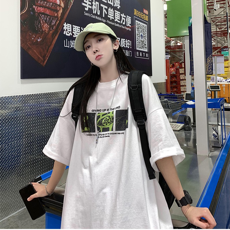 Áo thun nam nữ unisex tay lỡ GIVING UP IS THE  END tee phông form rộng oversize 2 màu trắng và đen cotton dáng xuông