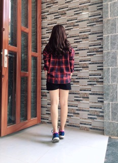 Áo sơ mi oversize caro đỏ