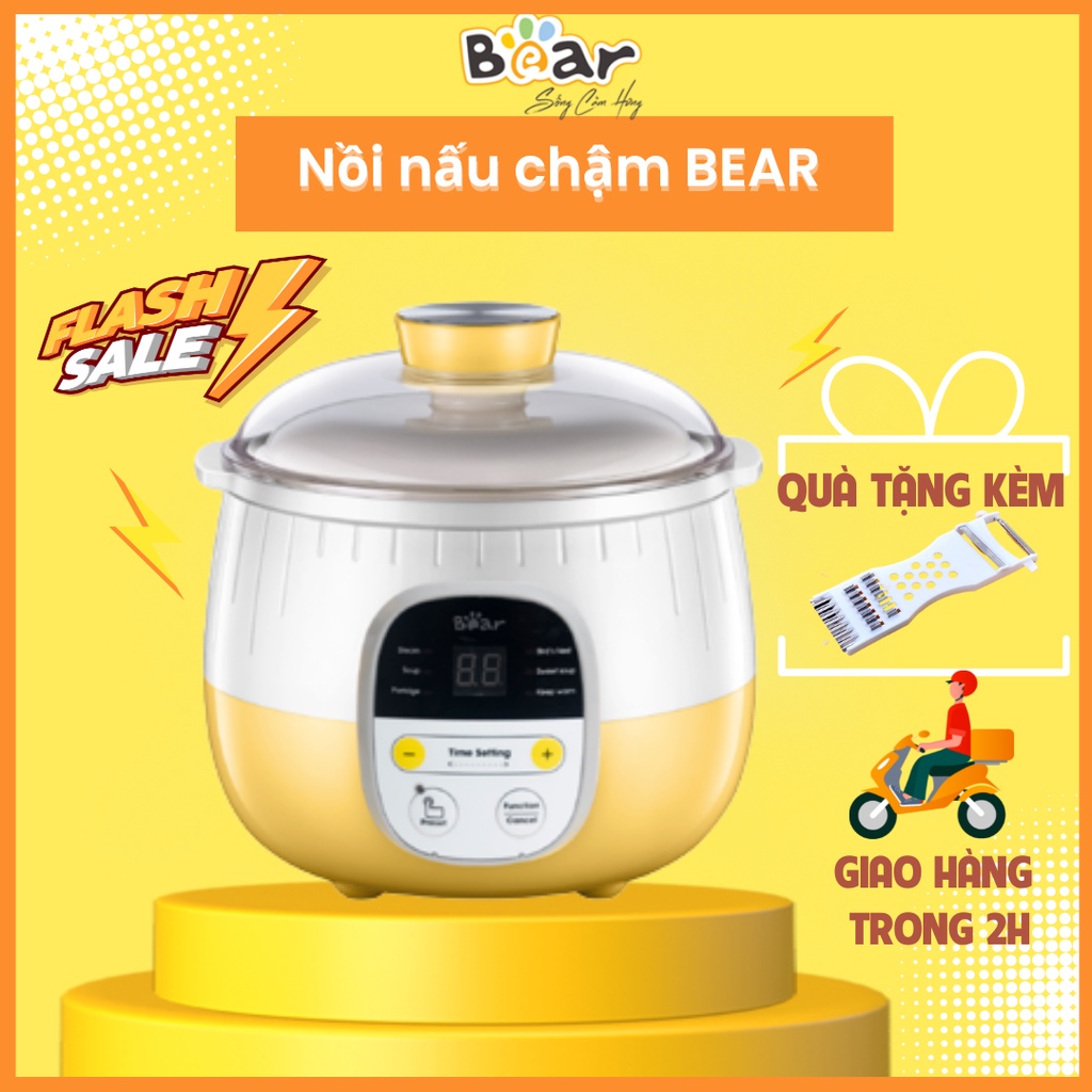 Nồi Nấu Cháo Chậm Bear 0,8L ăn dặm cho bé Nồi Nấu Cháo Nồi Chưng Yến Bản Quốc Tế Bảo Hành 18 Tháng