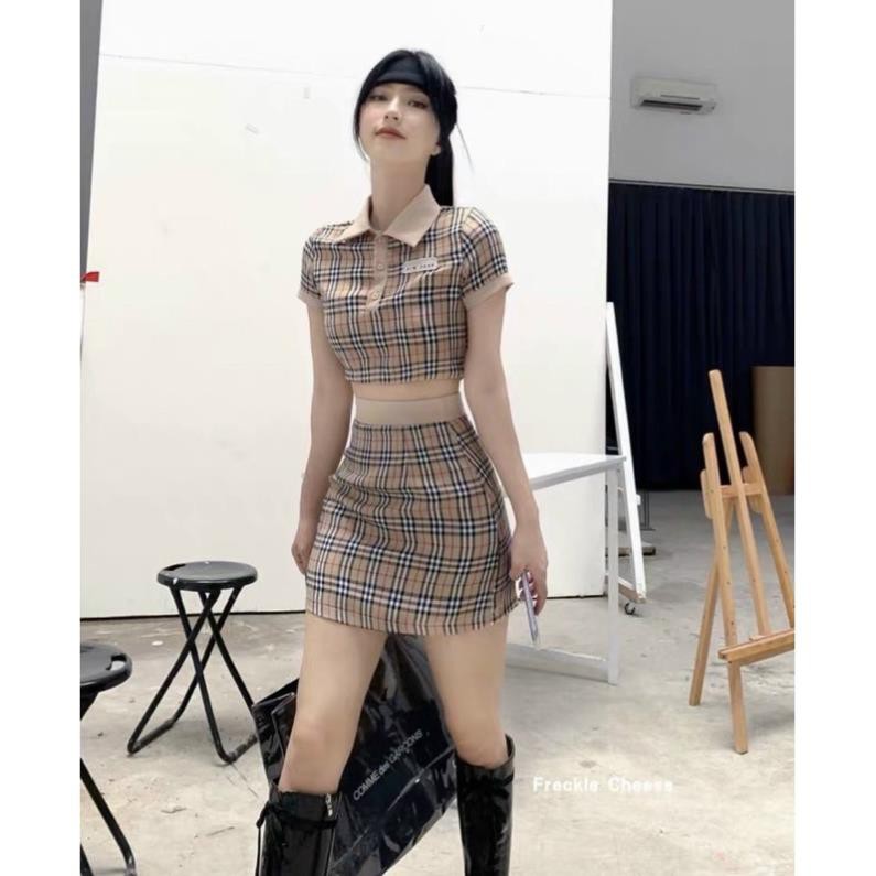 Set Áo Croptop Chân Váy Ngắn Chữ A Sọc BBR Đì Or Siêu Sang Chảnh Đen Trắng Nude DRSET5 Mys hitshop | BigBuy360 - bigbuy360.vn
