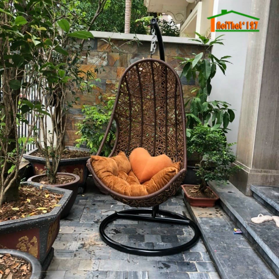 Xích Đu Đơn Giọt Nước, Chịu Trọng Lượng 250Kg ,Nệm Nhiều Màu, Trang Trí Phòng Khách, Phòng Ngủ, Sân Vườn, Ngoài Trời