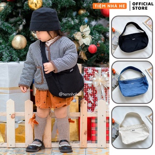Túi Đeo Chéo Cho Bé Trai Gái Tiệm Nhà He Họa Tiết Trơn Phong Cách Hàn Quốc Cute