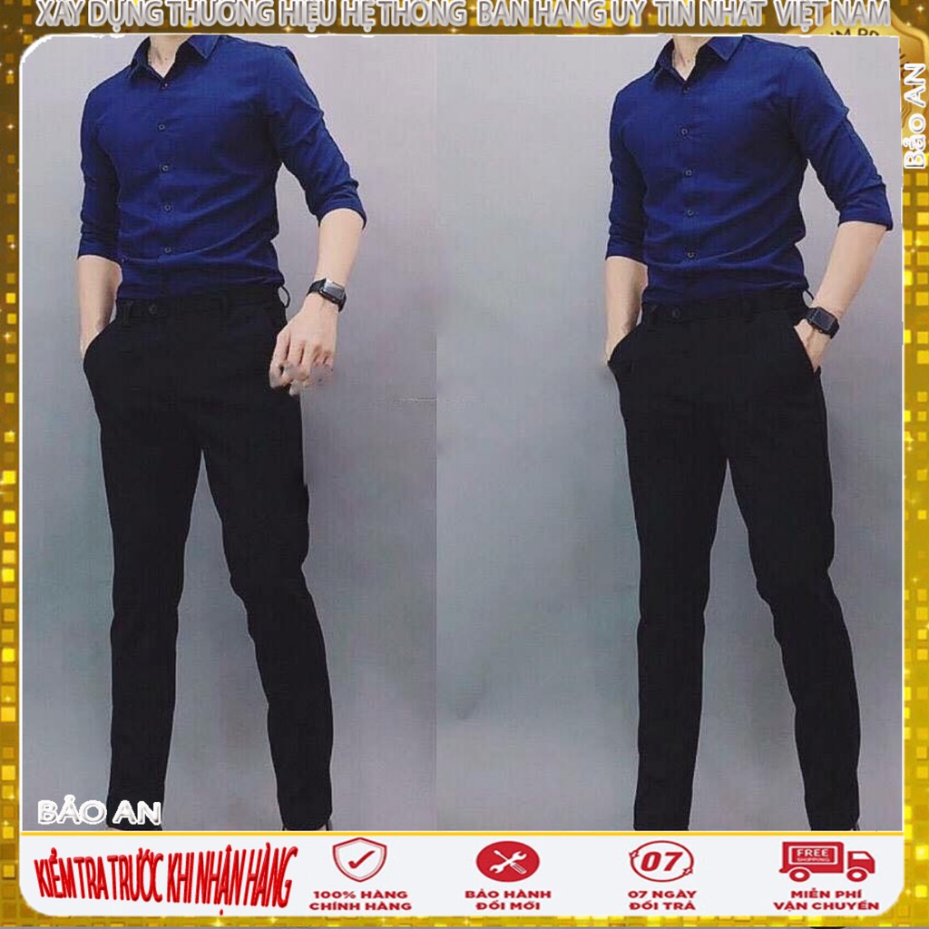 Quần âu nam ống côn co giãn kiểu dáng hàn Quốc ( Màu Đen ) [Cung cấp Sỉ Toàn Quốc]