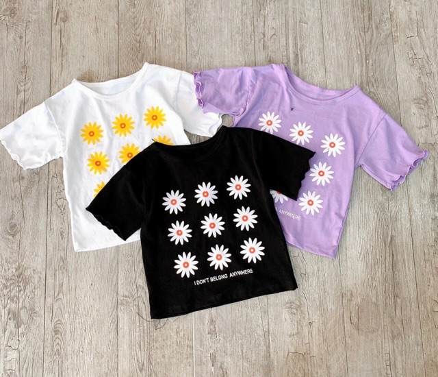 áo croptop hoa cúc thời trang cho nữ